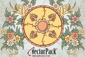 Shield and Floral Vector Element